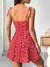 Vestido de alça espaguete com estampa floral, estilo de férias elegante sem costas solto franzido na internet