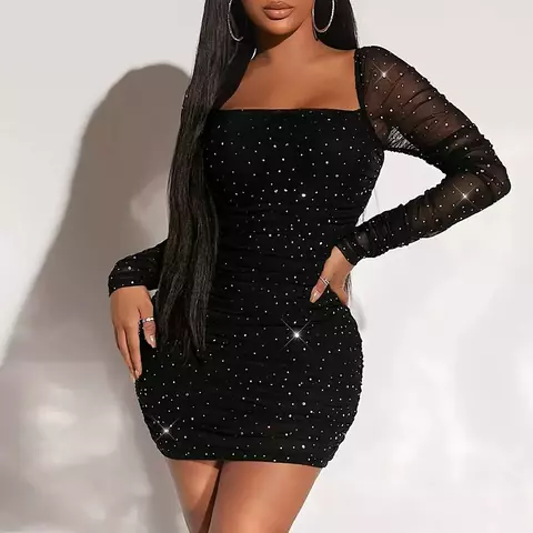 Mia Muse Vestidos femininos para todas as estações, coreano, ajuste fino, decoração, manga comprida - comprar online