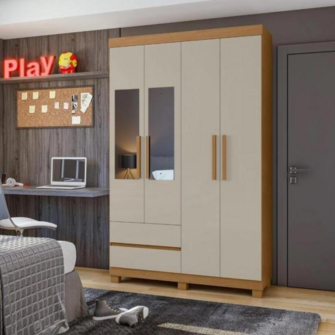 GUARDA-ROUPA LOPAS ZEUS 4 PORTAS C/ESP C/PES - comprar online