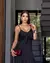 Vestido Midi Preto com Babados e Alças Finas - comprar online