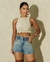 Short Jeans Feminino Mom com Tachas - Azul Claro