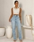 Calça Jeans Feminina Reta Cintura Alta - Azul Claro