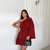 Vestido Curto Assimétrico com Manga Única - Vinho