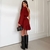 Vestido Curto Assimétrico com Manga Única - Vinho - Tória