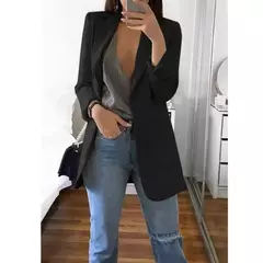 Jaqueta de blazers de manga comprida feminina, casaco feminino grande, roupas ca