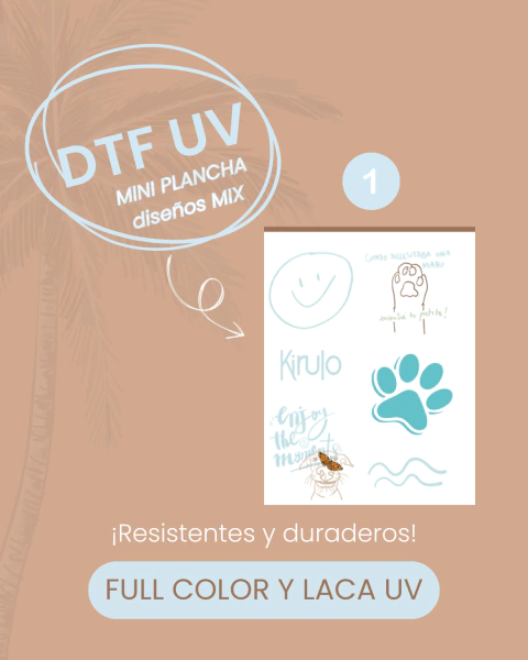 Mini plancha stickers DTF UV Diseños mix - comprar online