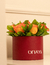 Rosas Laranjas em Hat Box - comprar online