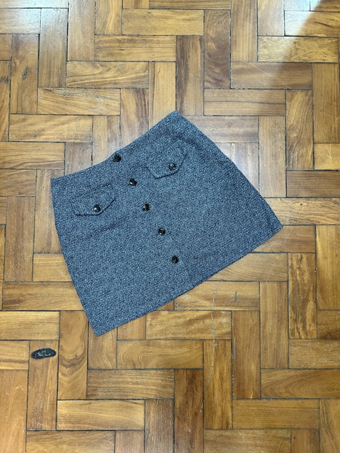 Mini Saia Jeans Quadriculada Lã Vintage, CGC