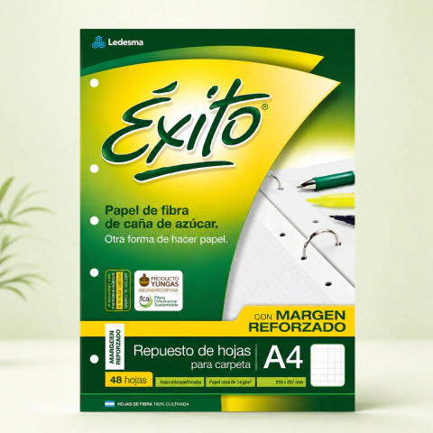 Repuesto Exito con banda reforzada x 48 hojas cuadriculadas