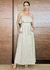 Vestido longo babado alça fina listrado linho - comprar online
