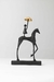 Escultura Cavalo Preta e Dourado