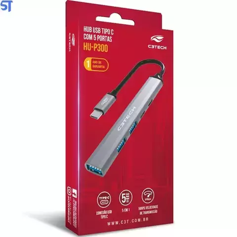 Hub Usb-C 3.0 Com 5 Portas Hu-P300Si C3Tech
