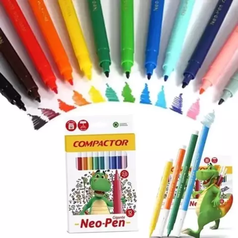 Canetinha Compactor Neo Pen Gigante C/12 Unidades Ponta 2,0 mm