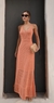 Vestido Longo Tricot Tricô Elegante com Forro