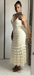 Vestido Midi com Babados Forro Tricô Tricot Off-White - comprar online