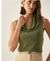 Blusa Modal Sand Washed sem Manga com Gola Degagê
