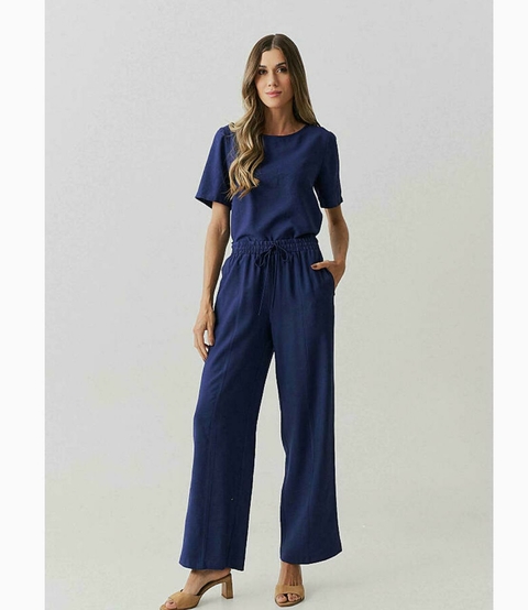 Conjunto Alfaiataria Viscose Calça Elastico e Blusa