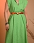 Vestido Cavado Alfaiataria Liso com Faixa - Verde - loja online