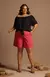 Blusa Plus Manga Curta Crepe Liso - Preto na internet