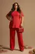 Conjunto Plus Canelado Blusa e Calça - Vermelho - comprar online