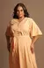 Vestido Plus Crepe Liso com Saia em Evasé - Laranja - Free Option 