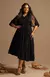 Vestido Plus Crepe Liso com Saia em Evasé - Preto - comprar online