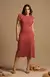 Vestido Listrado Crepe de Viscose - Vermelho - comprar online