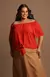 Blusa Plus Manga Curta Crepe Liso - Vermelho - comprar online