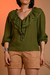 Blusa com Manga e Babados - Verde - comprar online