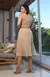 Saia Midi Linho Liso – Bege - Free Option 