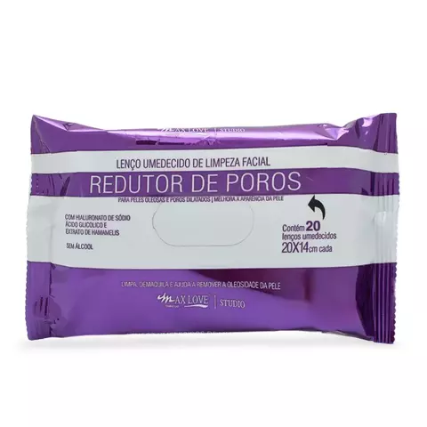Lenço Umedecido de Limpeza Facial Redutor de Poros Max Love