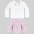 Conjunto blusa em malha e short-saia em malha tweed