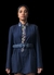 Blazer azul marinho oversized com desenhos índigenas - comprar online