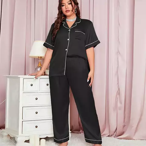 Pijama Camisero Raso Mujer Amplio Sexy Talles Grandes - comprar online