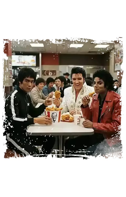 Camiseta Meme Michael Jackson, Elvis Presley e Bruce Lee no KFC - comprar online