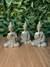 Estátua de Resina Trio de Budas Dourado com Brilho 6cm