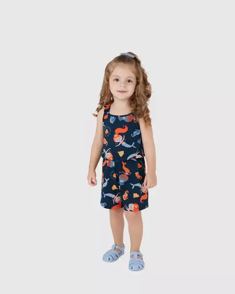 Macaquinho Infantil Menina Alças Elástico Em Algodão Malwee Kids