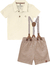 Conjunto Menino Bermuda Em Malha Canelada Listrada - Carinhoso - Esmeralda Baby