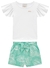 Conjunto Menina Shorts Clochard Estampado Em Viscose - Carinhoso - Esmeralda Baby