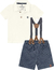 Conjunto Menino Bermuda Em Malha Canelada Listrada - Carinhoso - loja online