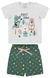 Imagem do Conjunto Camiseta Com Silk Florest E Bermuda Moletinho
