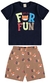 Conjunto Masc 1-2-3 Camiseta Meia Malha Silk E Bermuda Moletinho Silk Fun