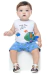 Conjunto Regata Meia Malha com Silk e Bermuda Moletinho Peixe Interativo