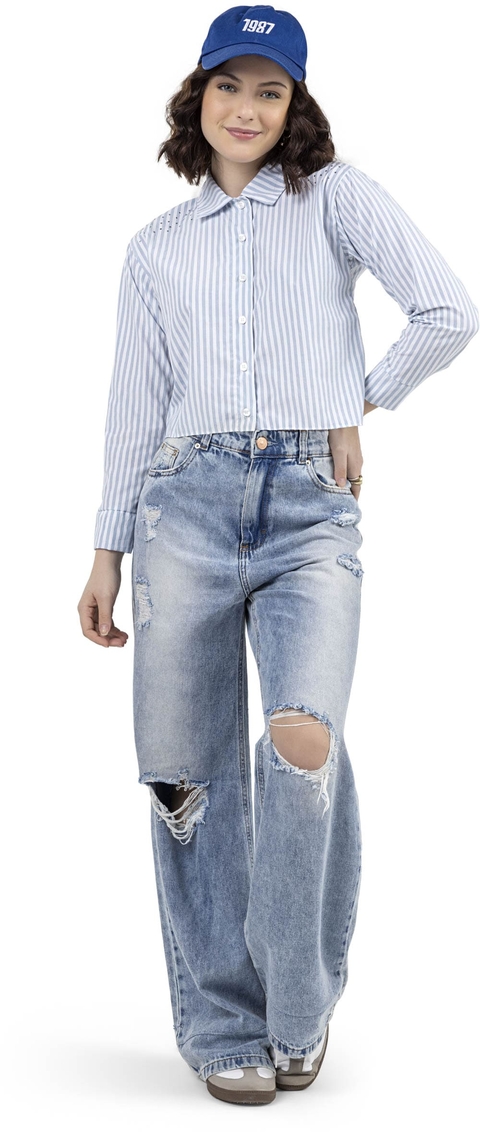 CAMISA EM VISCOSE LISTRADA 1601119 - 1601119