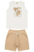 Conjunto Infantil Masculino Regata Off-White com Estampa Surf e Bermuda Bege - loja online