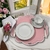 Kit Jogo Americano Rosa com Guardanapo Branco e Porta-Guardanapo Floral