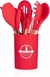 Jogo de Utensílios de Cozinha 12Pçs - Silicone e Cabo de Madeira - Vermelho / Madeira - IA Connect Store