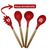 Imagem do Jogo de Utensílios de Cozinha 12Pçs - Silicone e Cabo de Madeira - Vermelho / Madeira