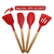Jogo de Utensílios de Cozinha 12Pçs - Silicone e Cabo de Madeira - Vermelho / Madeira - loja online
