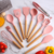 Jogo de Utensílios de Cozinha 12Pçs - Silicone e Cabo de Madeira - Rosa - comprar online